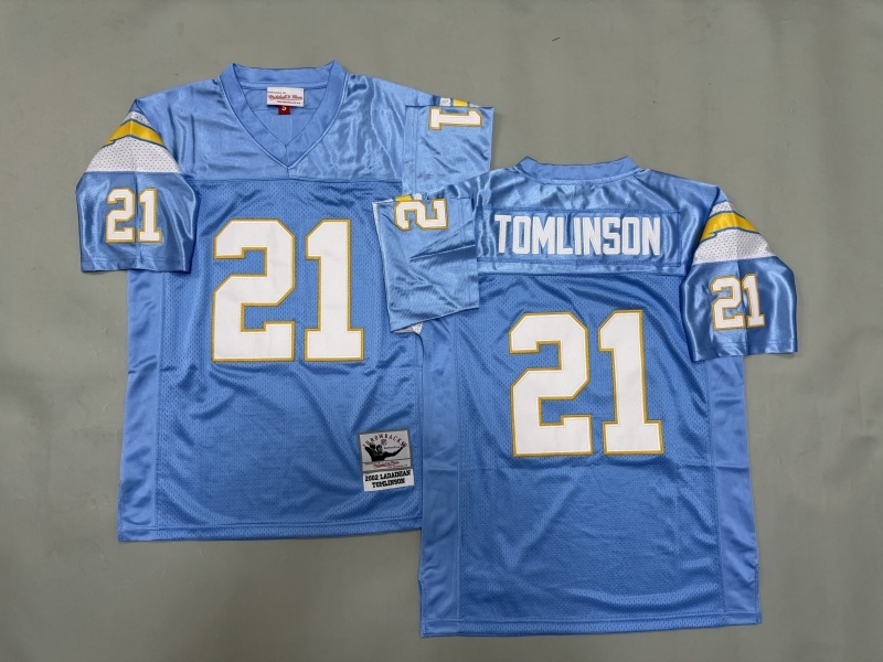 Men 2025 Los Angeles Chargers #21 Tomlinson Light blue Throwback Limited NFL Jersey style 001->los angeles chargers->NFL Jersey